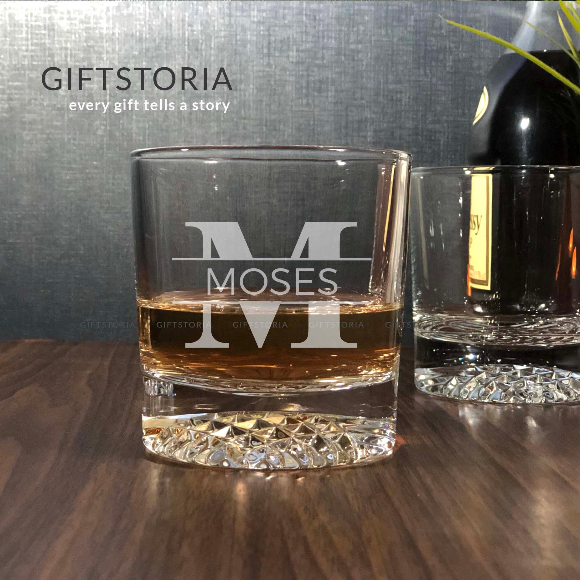 PERSONALIZED MONOGRAM CRYSTAL ROCK GLASS (10 OZ) - GiftStoria.com