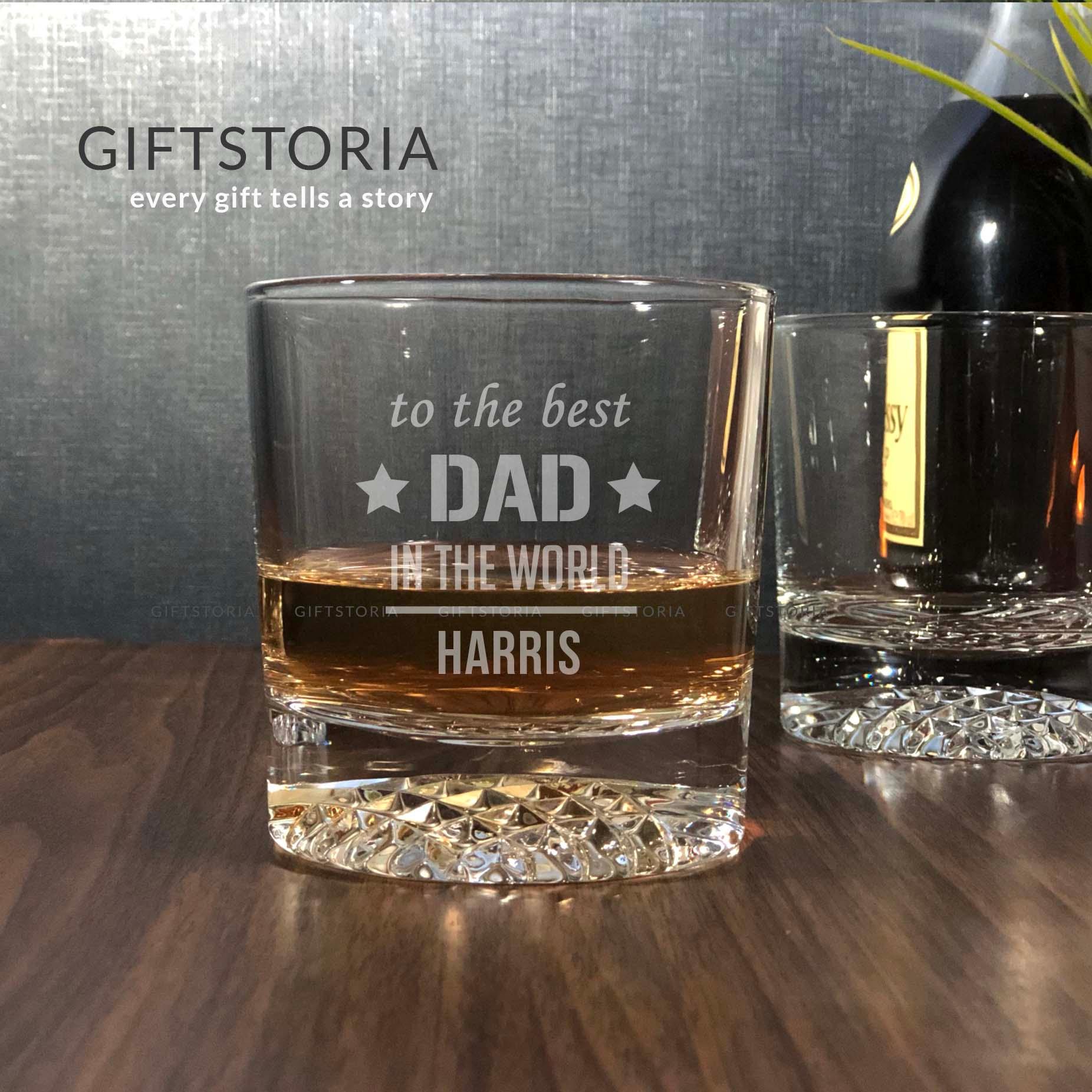 PERSONALIZED BEST DAD CRYSTAL ROCK GLASS (10 OZ) - GiftStoria.com