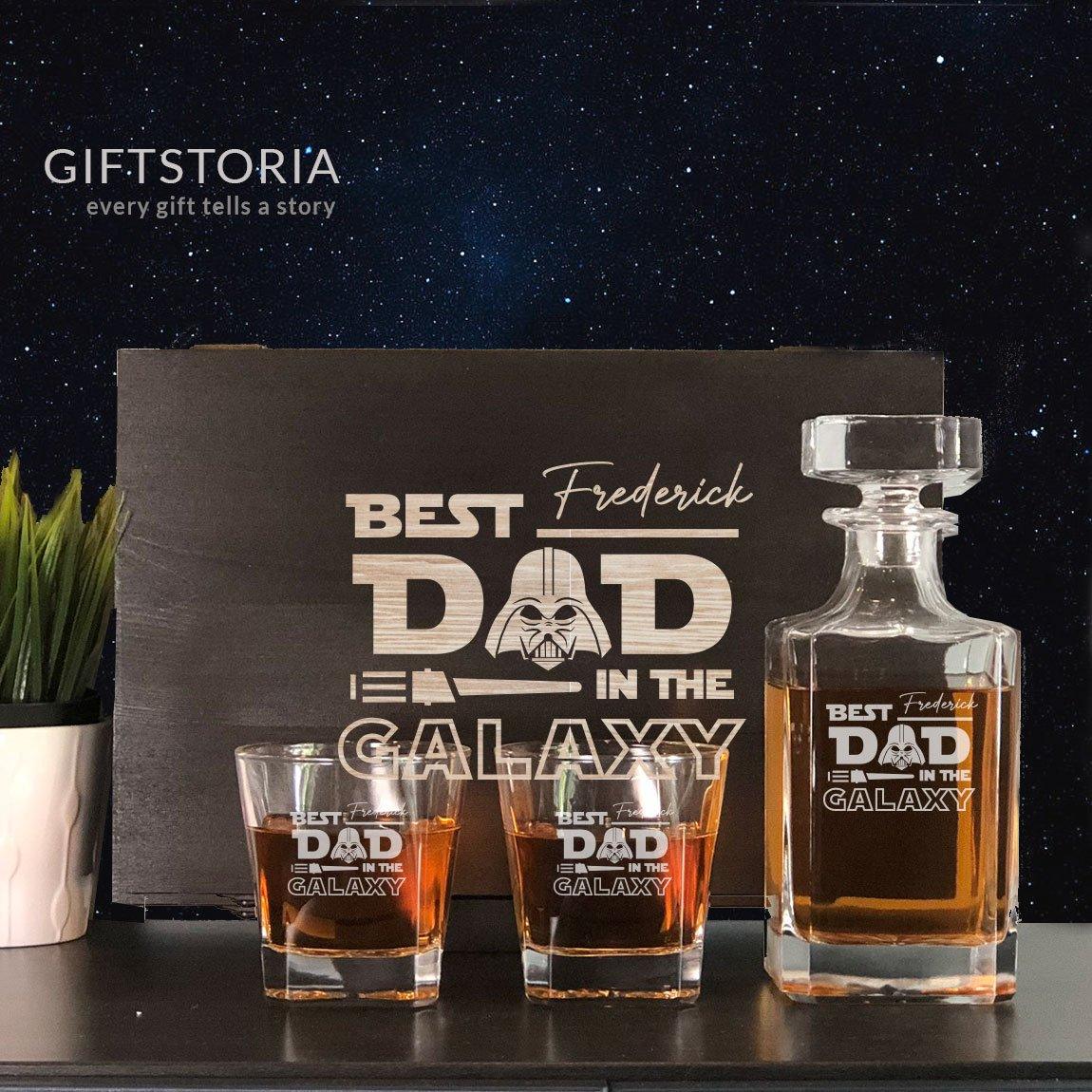 PERSONALIZED "BEST DAD IN THE GALAXY" DECANTER SET - GiftStoria.com