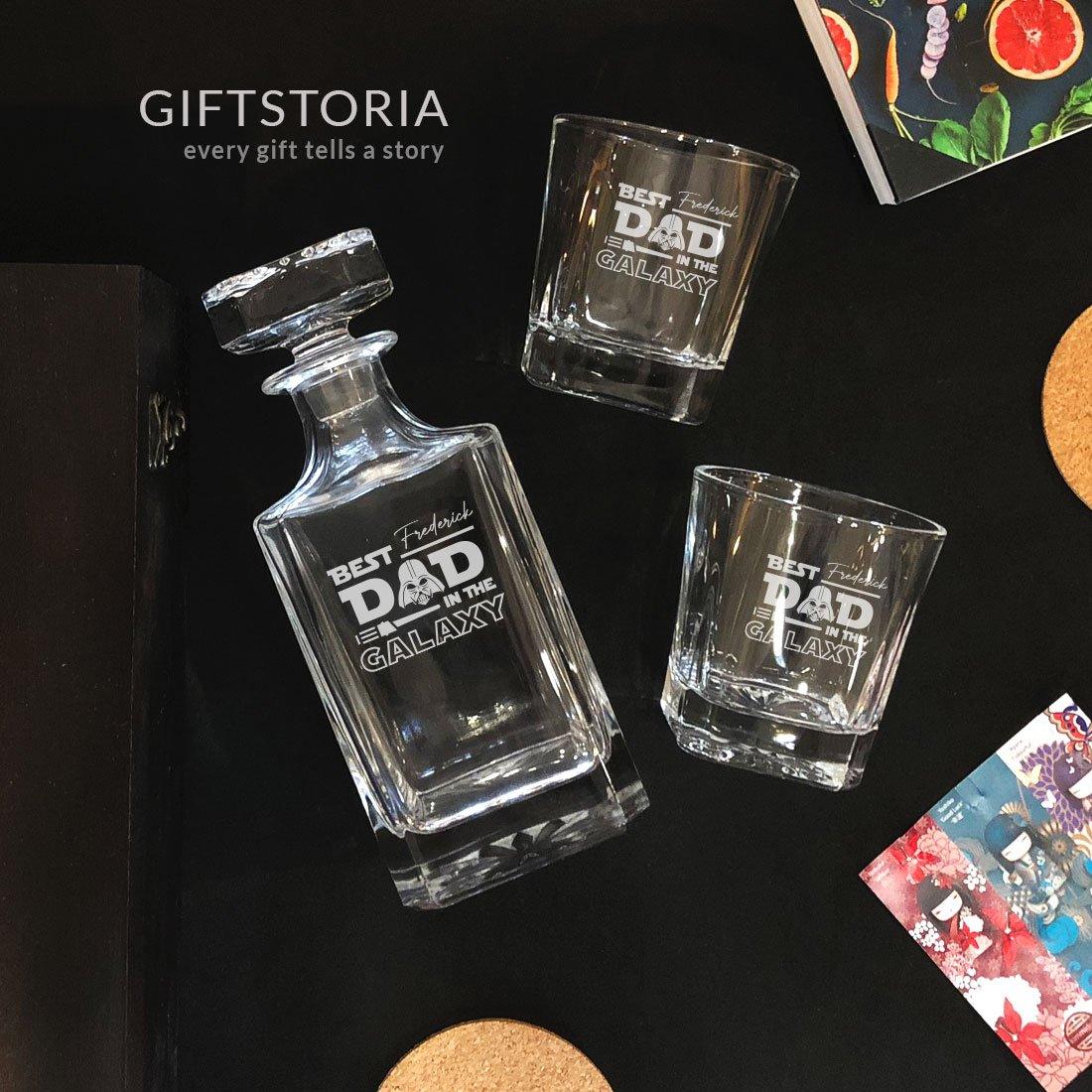 PERSONALIZED "BEST DAD IN THE GALAXY" DECANTER SET - GiftStoria.com