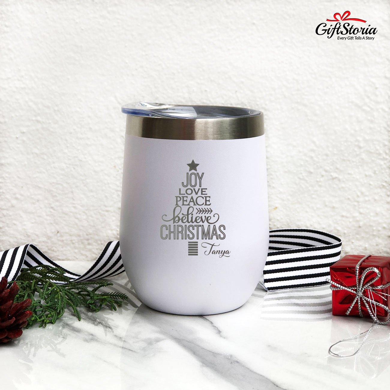 Personalized Christmas Tumbler - "Tree Word" - GiftStoria.com