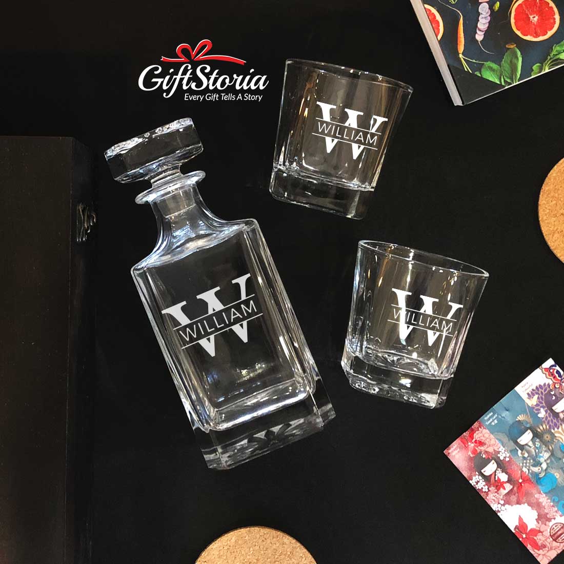 PERSONALIZED DECANTER SET ( DESIGN 6 ).