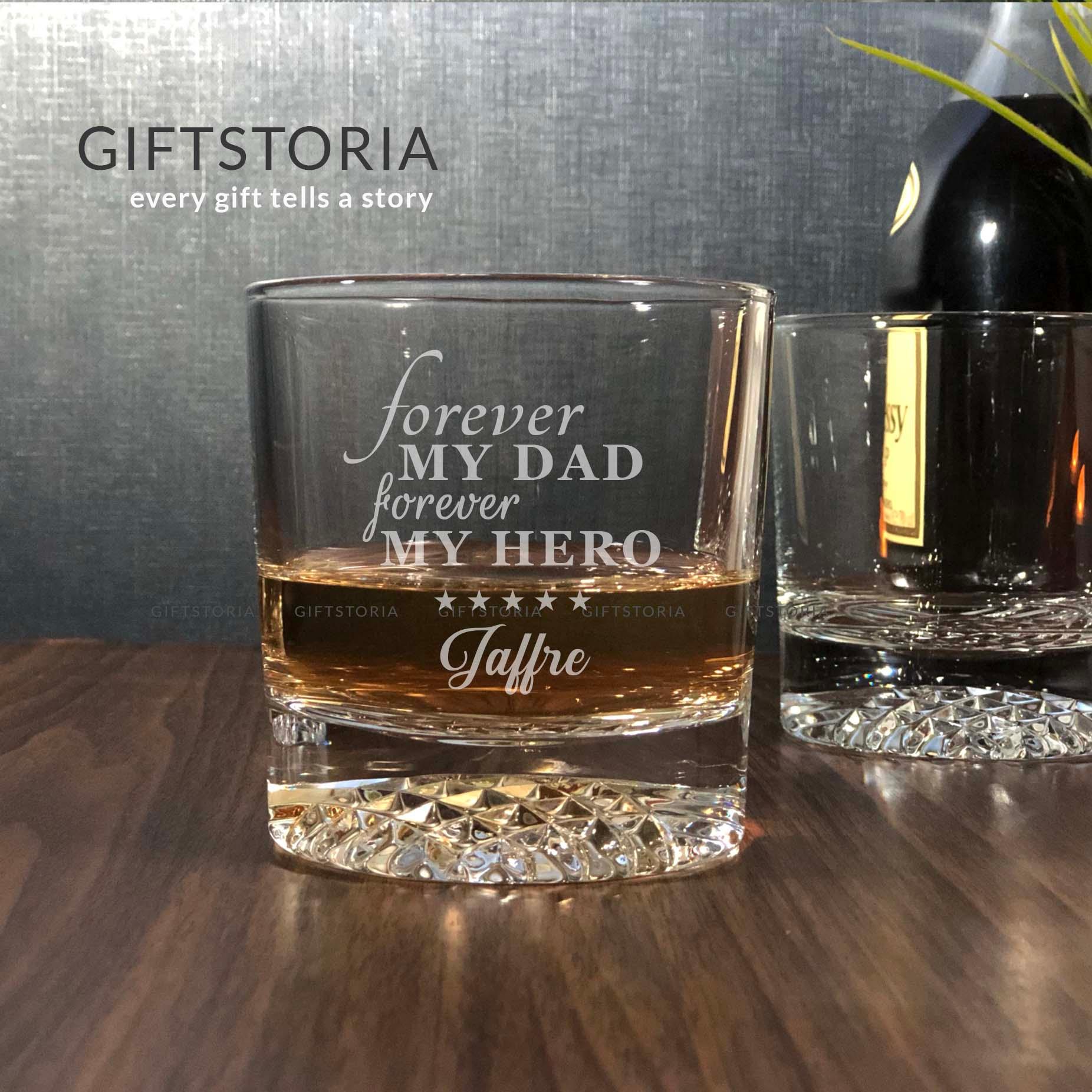PERSONALIZED FOREVER MY DAD CRYSTAL ROCK GLASS (10 OZ) - GiftStoria.com