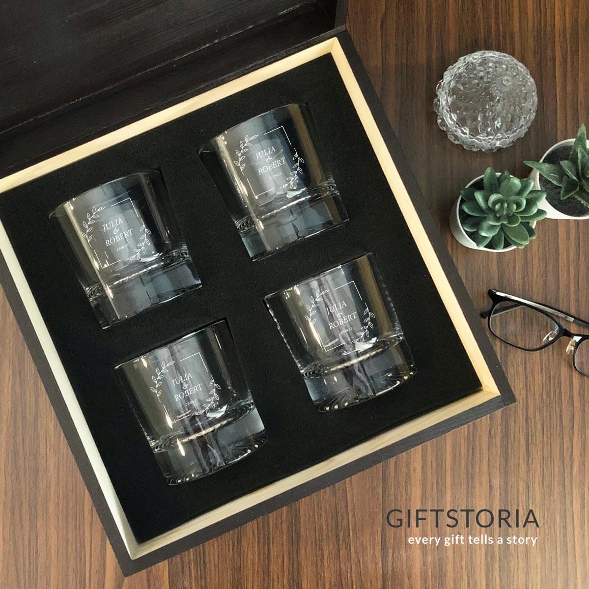 PREMIUM PERSONALIZED CRYSTAL GLASS SET - (RG02) - GiftStoria.com