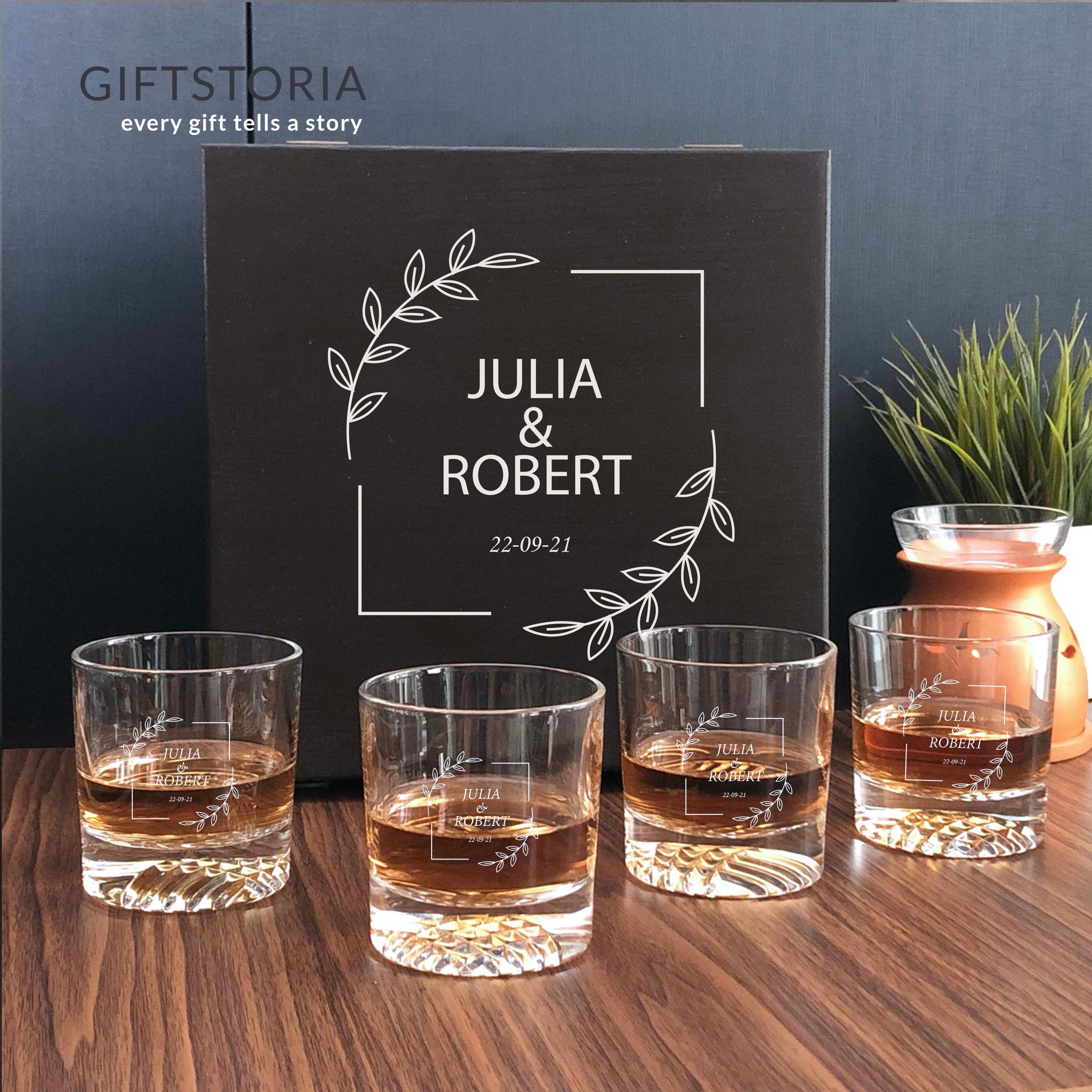 PREMIUM PERSONALIZED CRYSTAL GLASS SET - (RG02) - GiftStoria.com