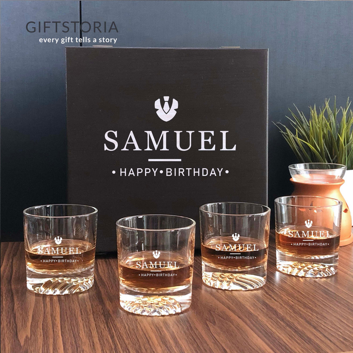 PREMIUM PERSONALIZED CRYSTAL GLASS SET - (RG03)