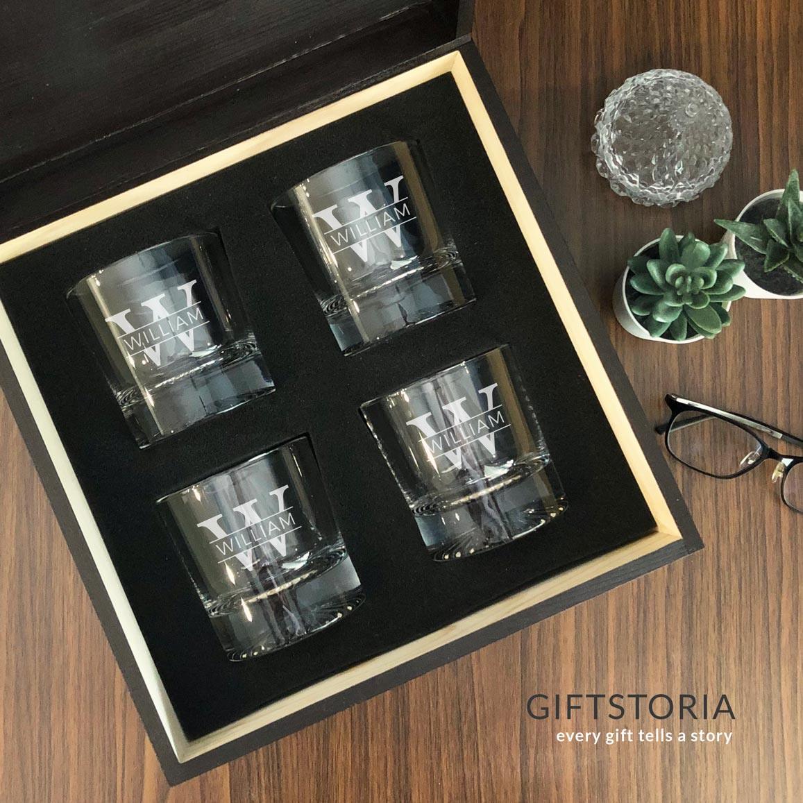 PREMIUM PERSONALIZED CRYSTAL GLASS SET - (RG06) - GiftStoria.com