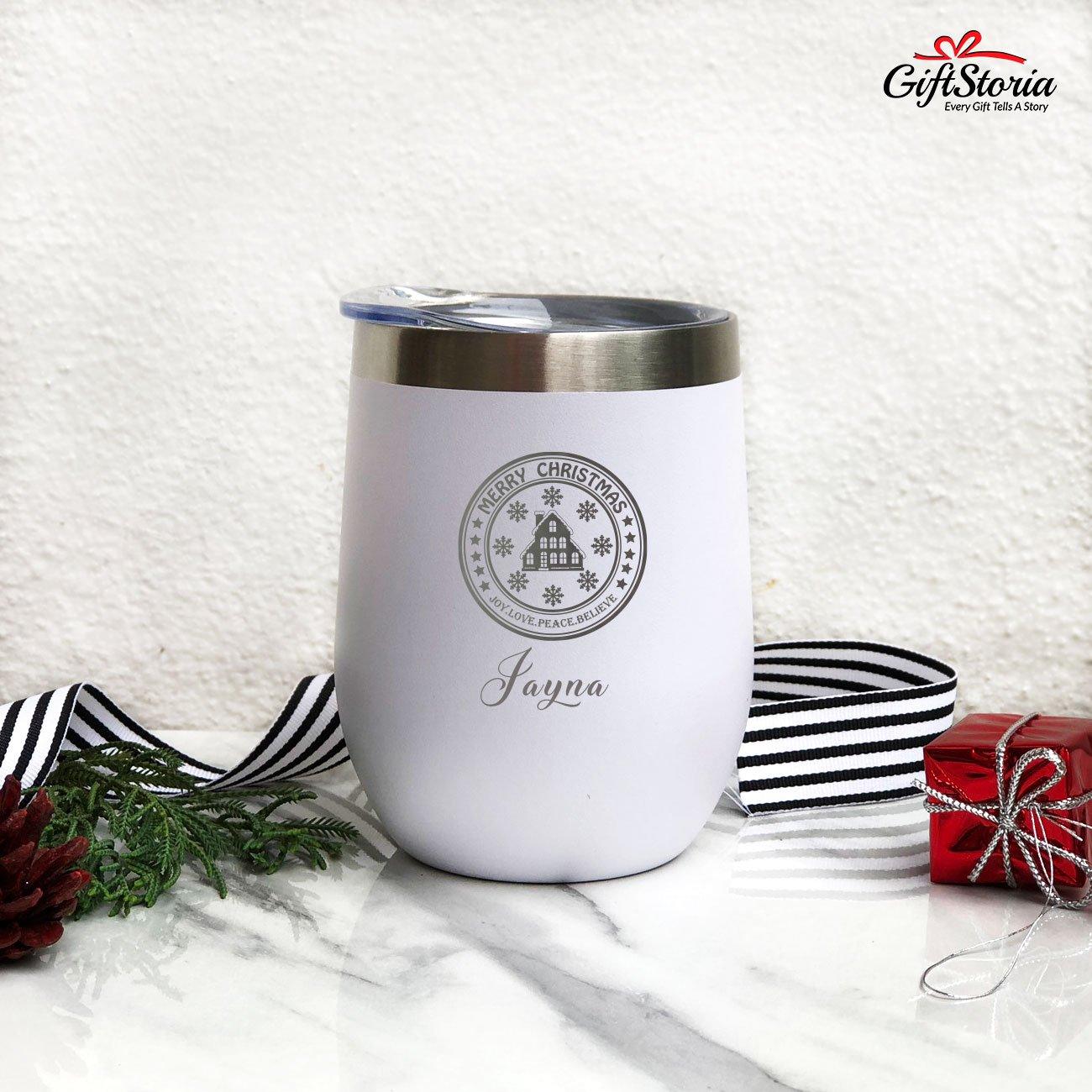 Personalized Christmas Tumbler - "Snowhouse" - GiftStoria.com