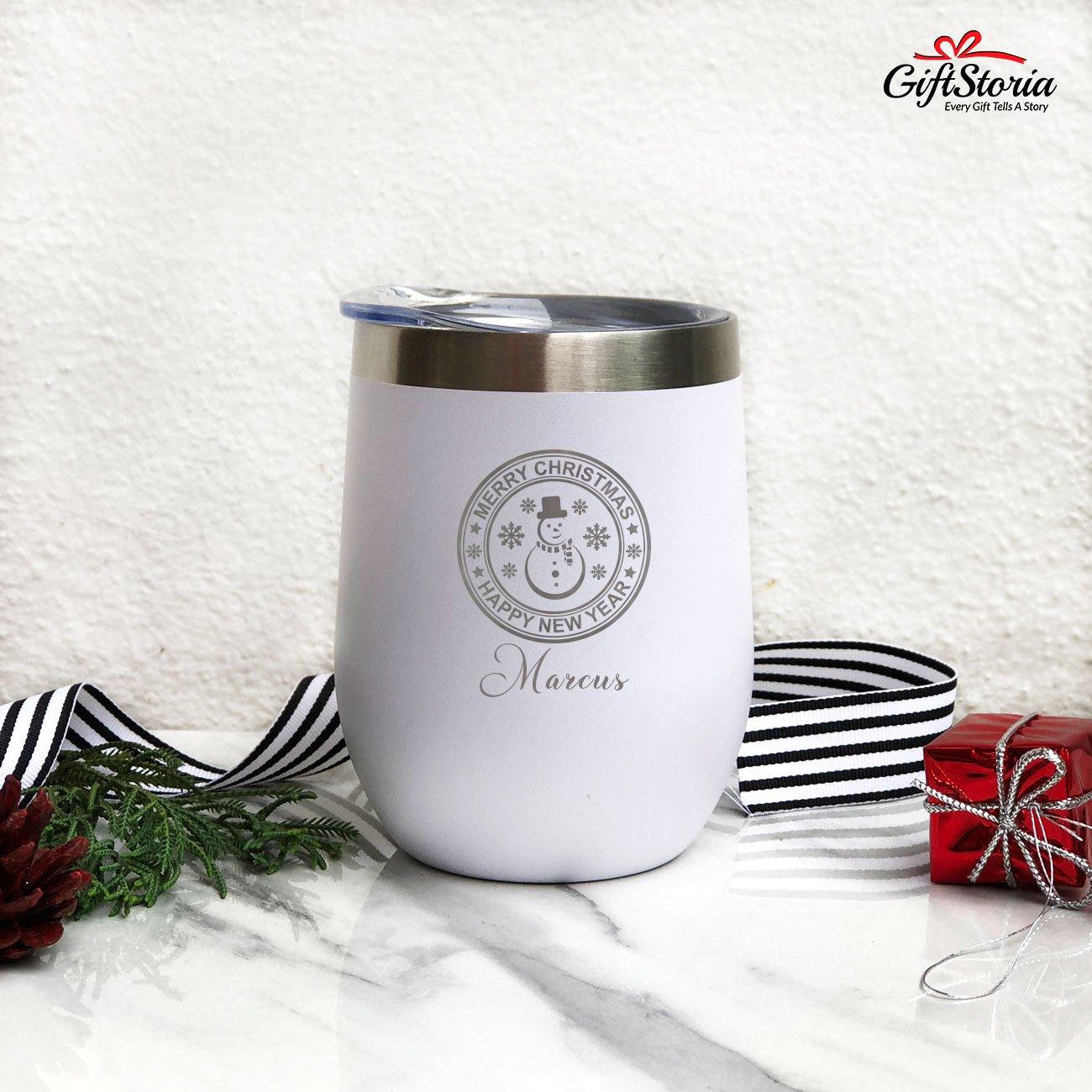 Personalized Christmas Tumbler - "Snowman" - GiftStoria.com