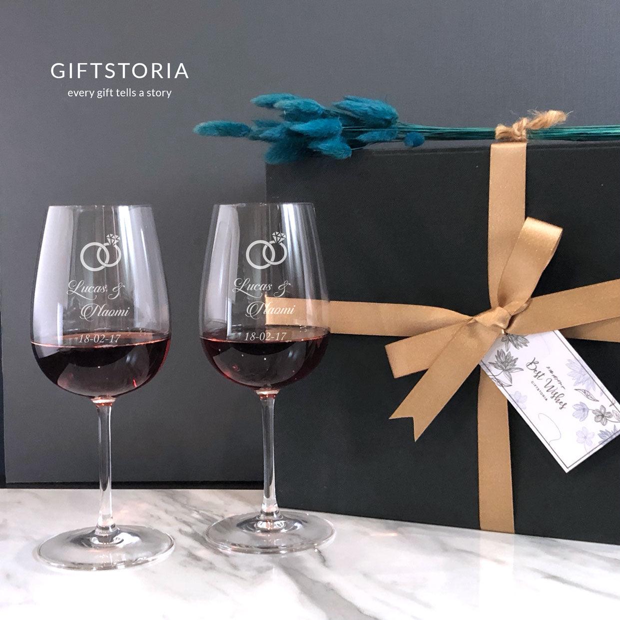 PERSONALISED CRYSTAL WINE GLASS SET 15OZ (Design CG06) - GiftStoria.com